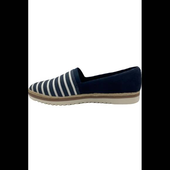 Clarks Collection Leather or Suede Slip-Ons Serena Paige Navy Stripe - Wide - Picture 4 of 5